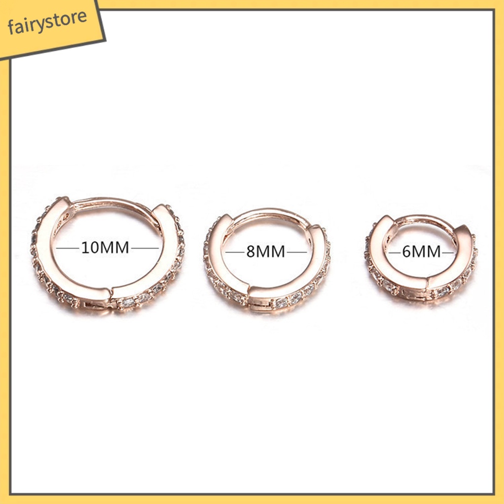 Khuyên Tai Tròn Đính Đá Mini Đơn Giản Dành Cho Nữ