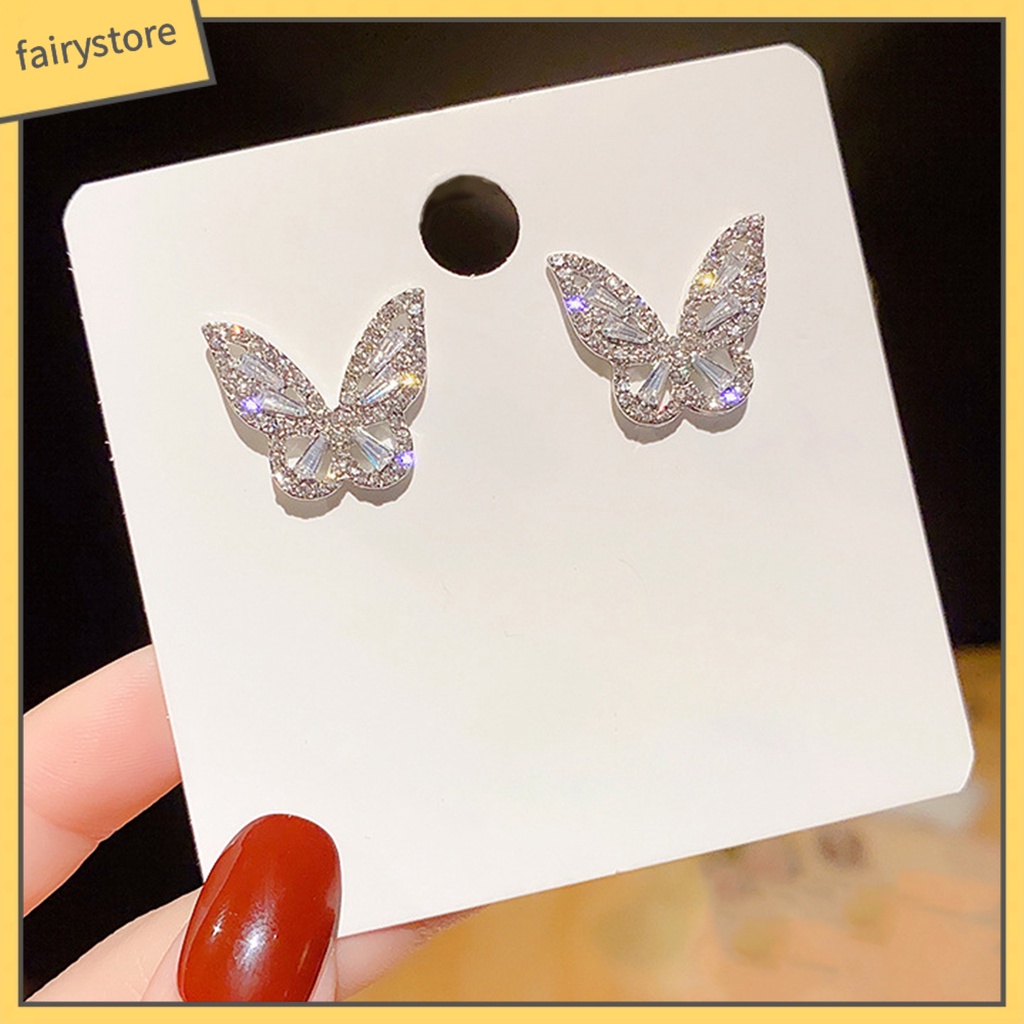 1 Đôi Bông Tai Hình Bướm Bằng Đồng Sáng Bóng Thân Thiện Với Làn Da Thời Trang Dành Cho Học Sinh