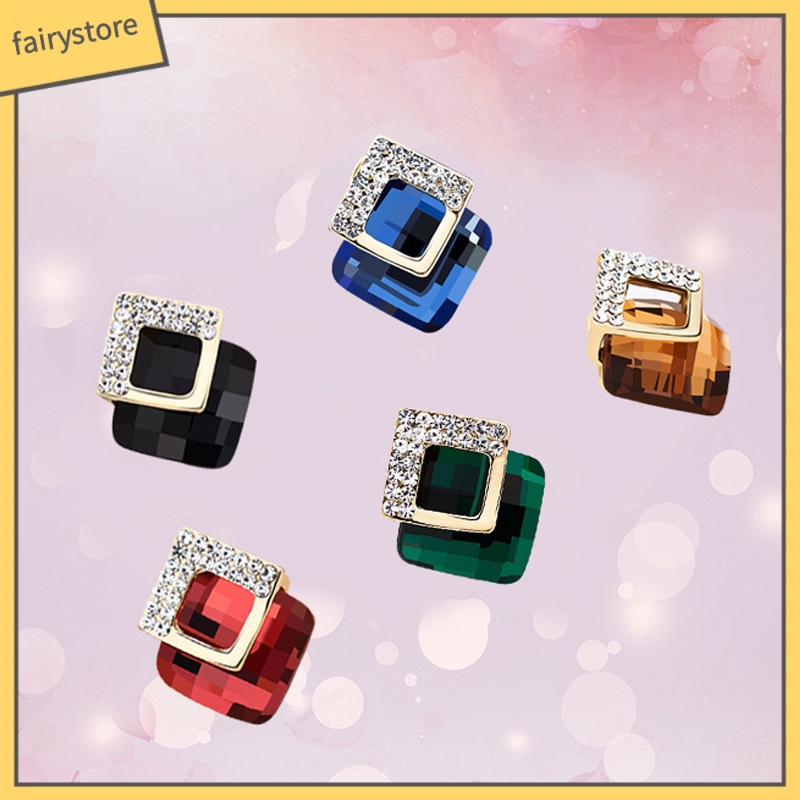 Đôi Khuyên Tai Vuông Đính Đá Thời Trang Cho Nữ