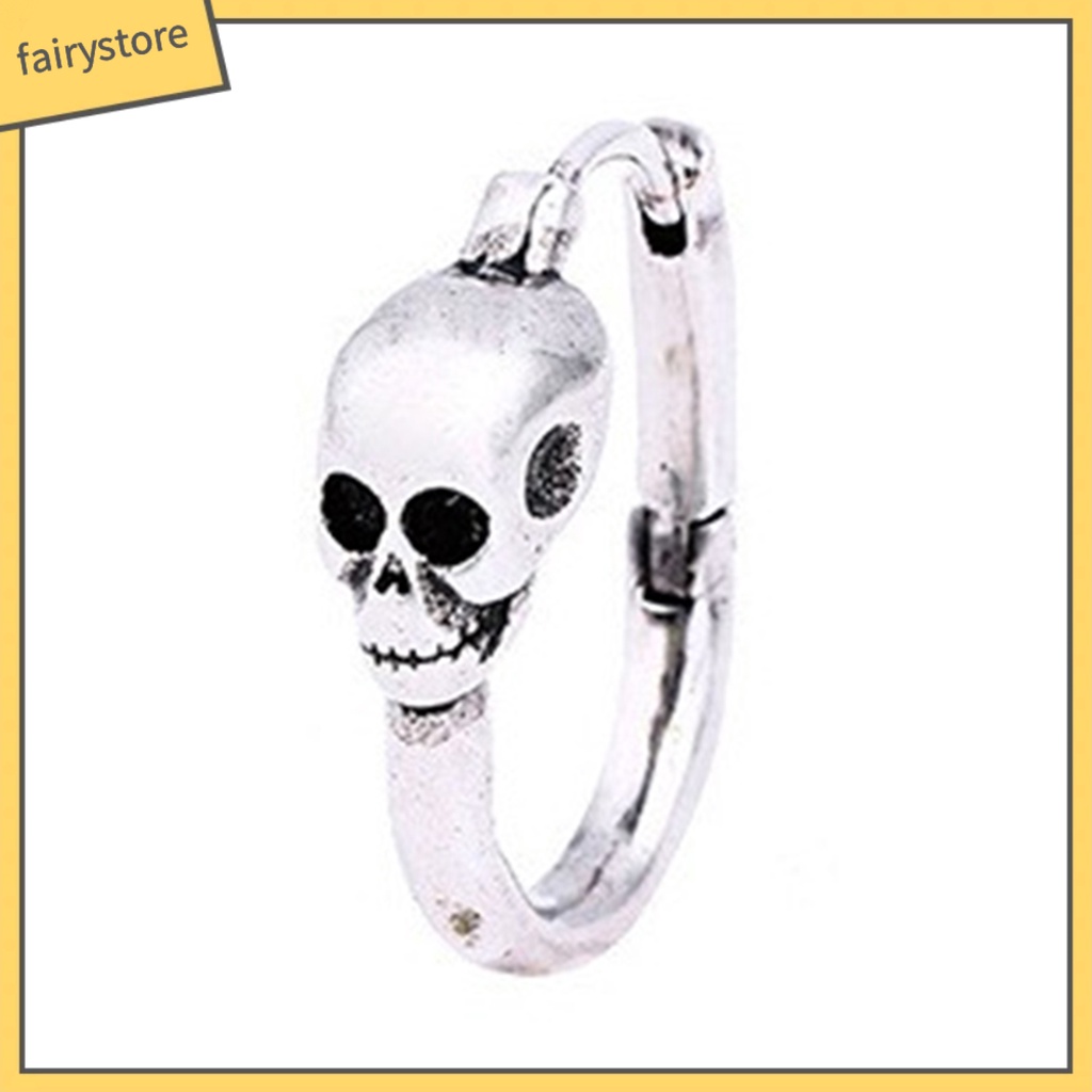 1 Khuyên Tai Tròn Hình Đầu Lâu Phong Cách Hip Hop Punk Cá Tính Dành Cho Nữ