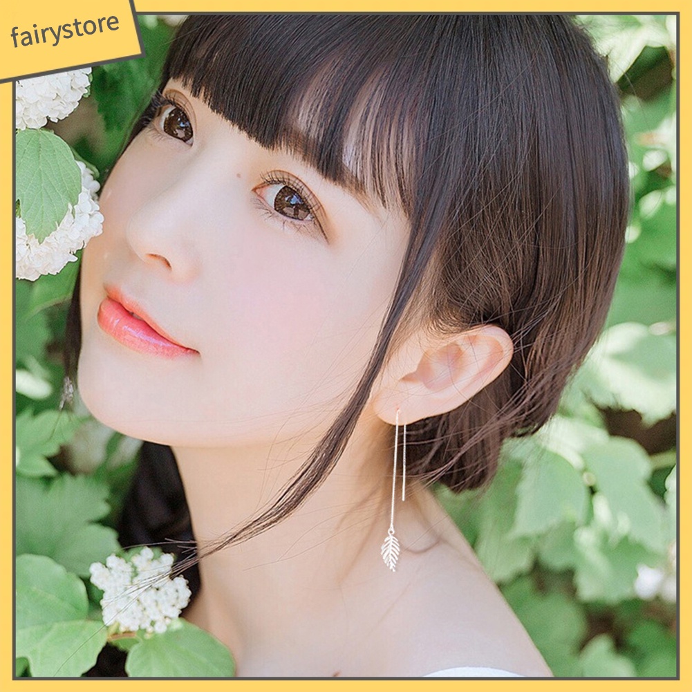 Bông Tai Chuỗi Dài Hình Chiếc Lá Đơn Giản Thời Trang Dành Cho Nữ