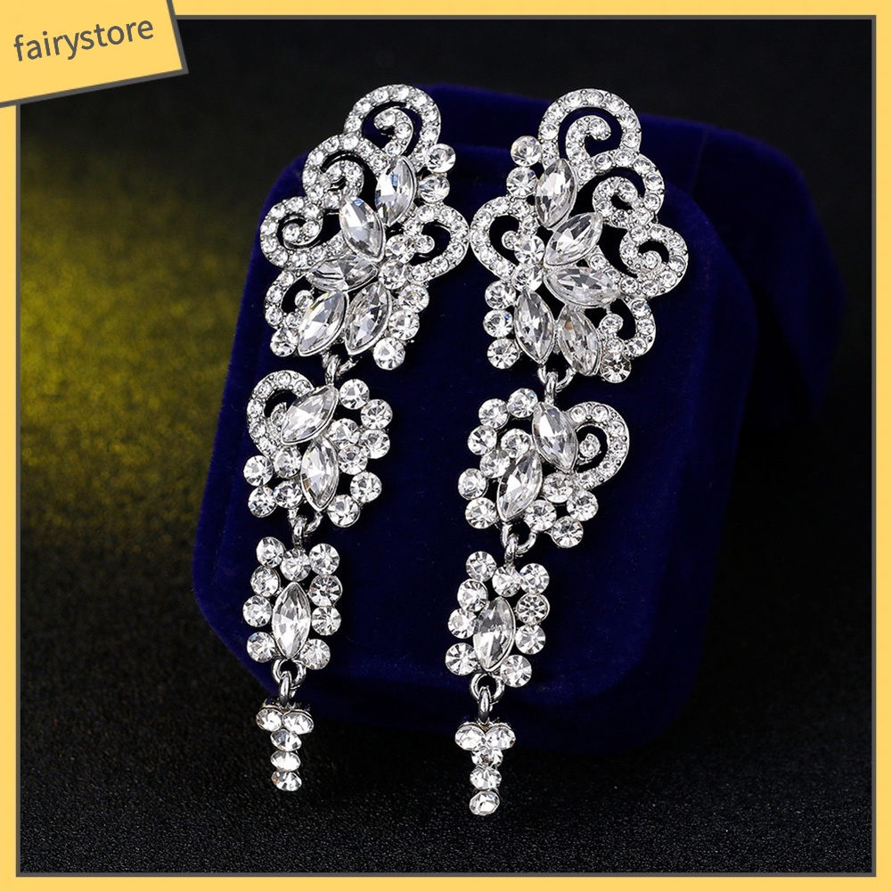 Bông Tai Dáng Dài Đính Đá Thời Trang Cho Nữ