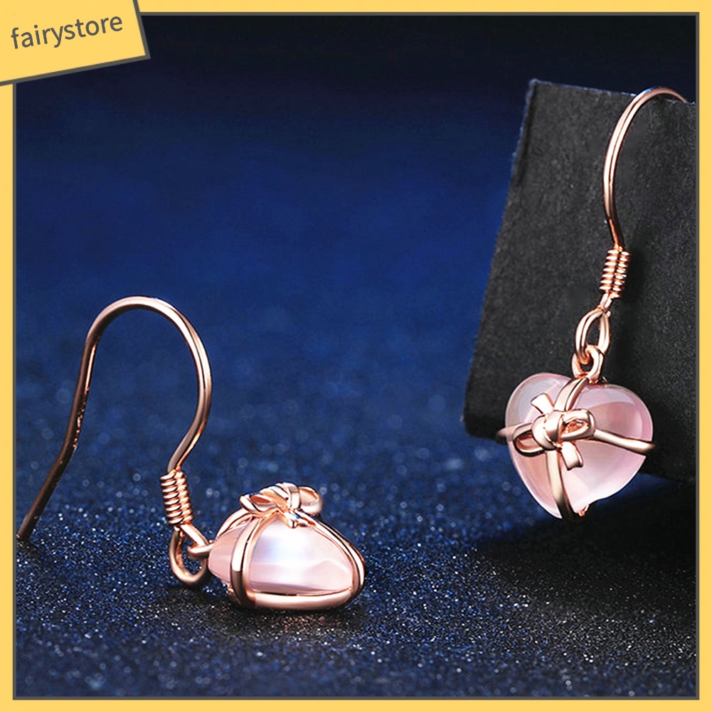 Đôi Bông Tai Hình Nơ / Trái Tim Đính Đá Thời Trang Cho Nữ