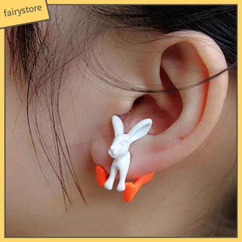 1 Khuyên Tai Hợp Kim Hình Thỏ 3D Dễ Thương