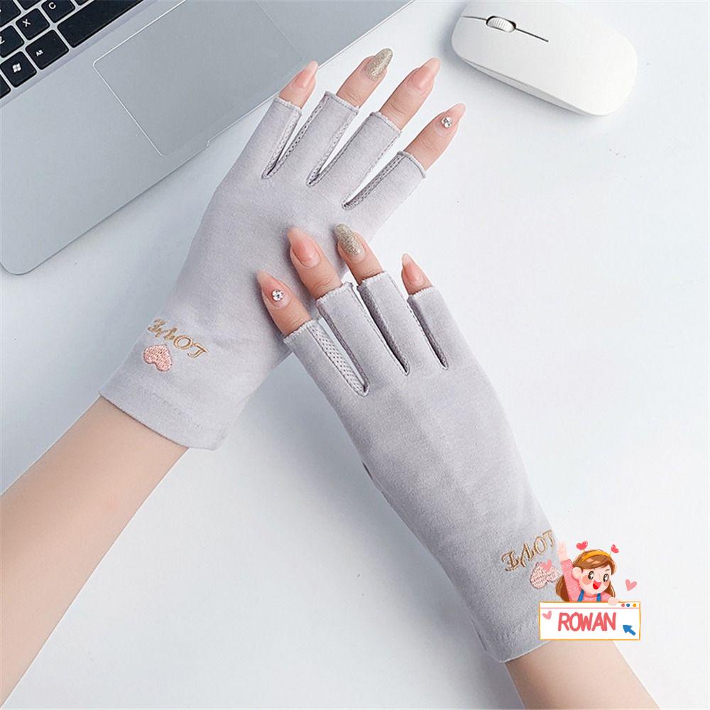 Găng Tay Ngắn Hở Ngón Chống Trượt Màu Trơn Thời Trang