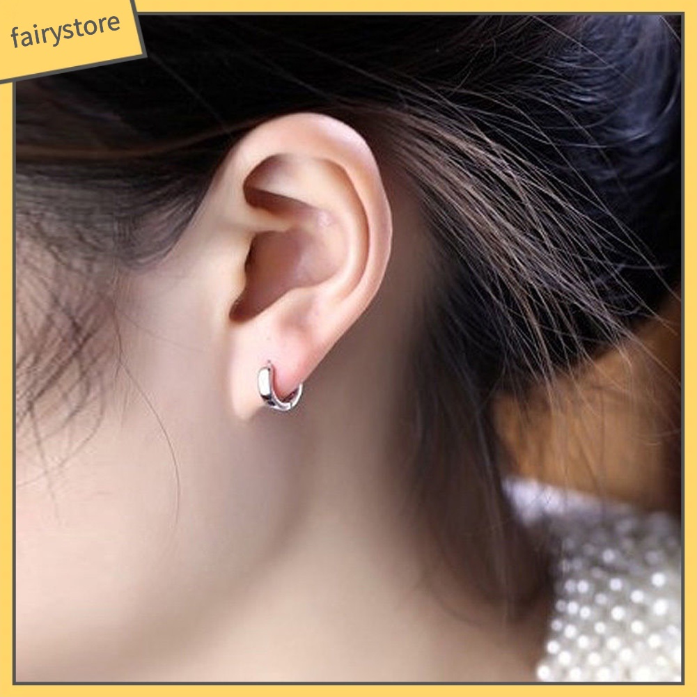 Bông Tai Mạ Bạc Dạng Vòng Tròn Thời Trang Dành Cho Nam Và Nữ