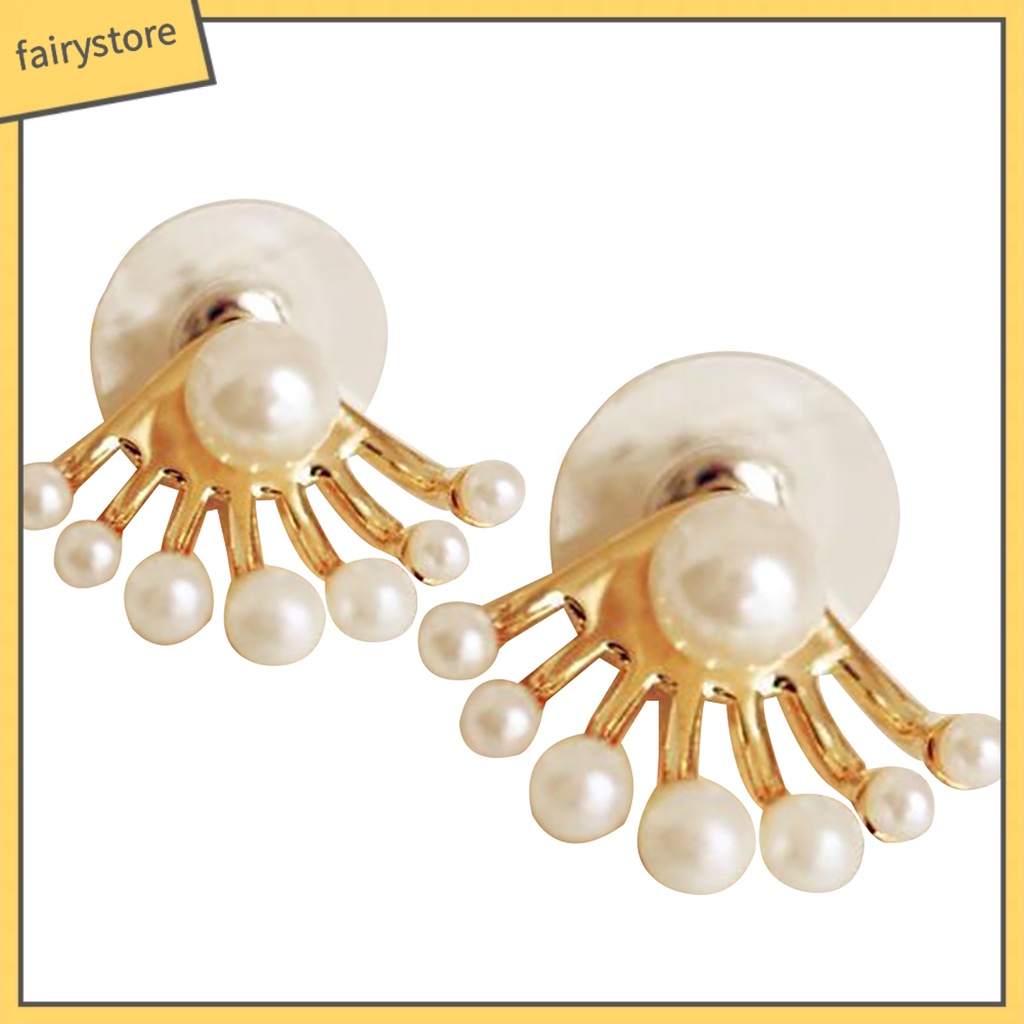 [FRO] 1 Đôi Bông Tai Hai Mặt Đính Ngọc Trai Giả Trang Sức Trước Và Sau Cho Lễ Hội