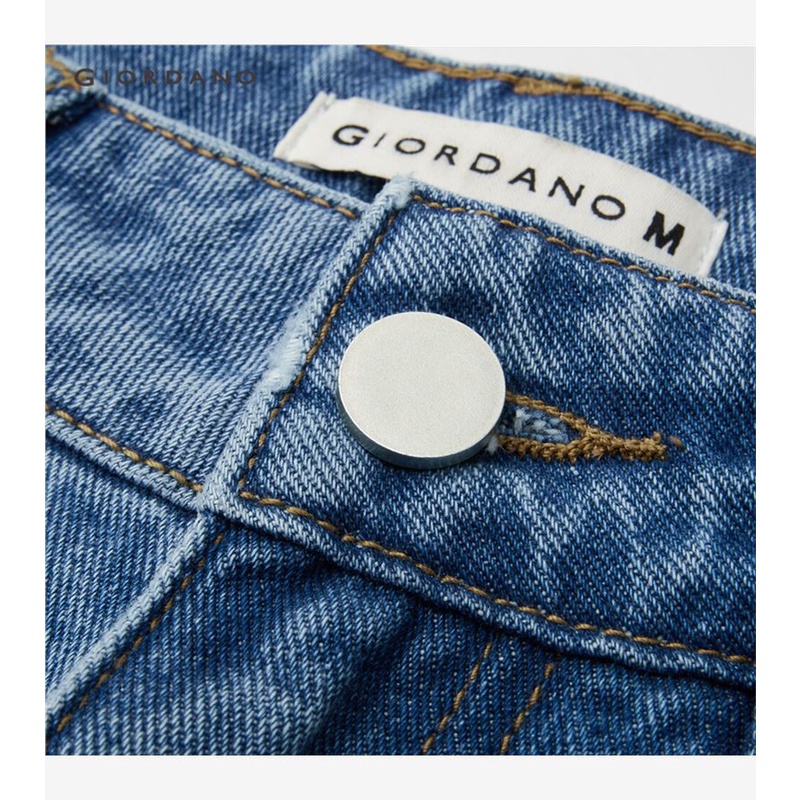 Giordano Quần Jean denim Lưng Cao Phối Túi Giả Màu Tương Phản Cá Tính Cho Nữ 18423203