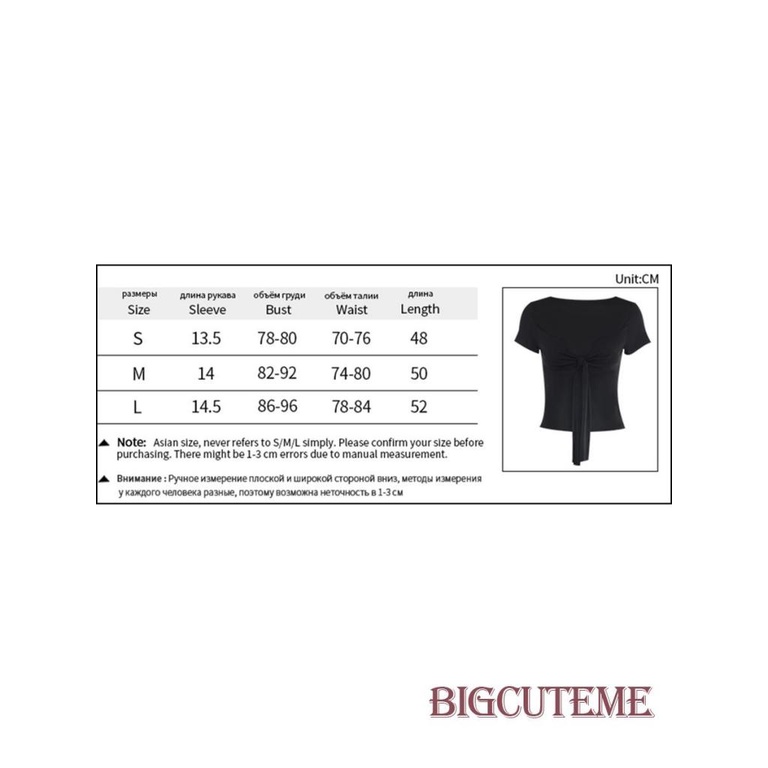 Áo Thun Ngắn Tay Cổ Tròn Màu Trơn Thắt Nút Đơn Giản Cho Nữ