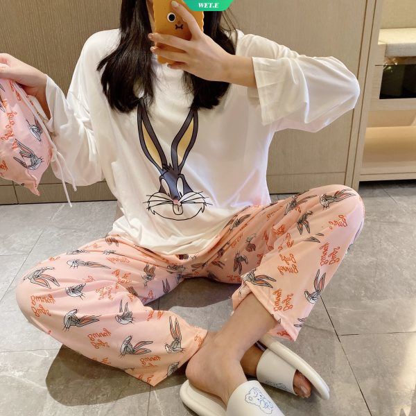 Bộ Đồ Ngủ Tay Dài Dáng Rộng In Hoạt Hình Snoopy / Gấu Pooh Kiểu Hàn Quốc Thời Trang Xuân Thu 2023