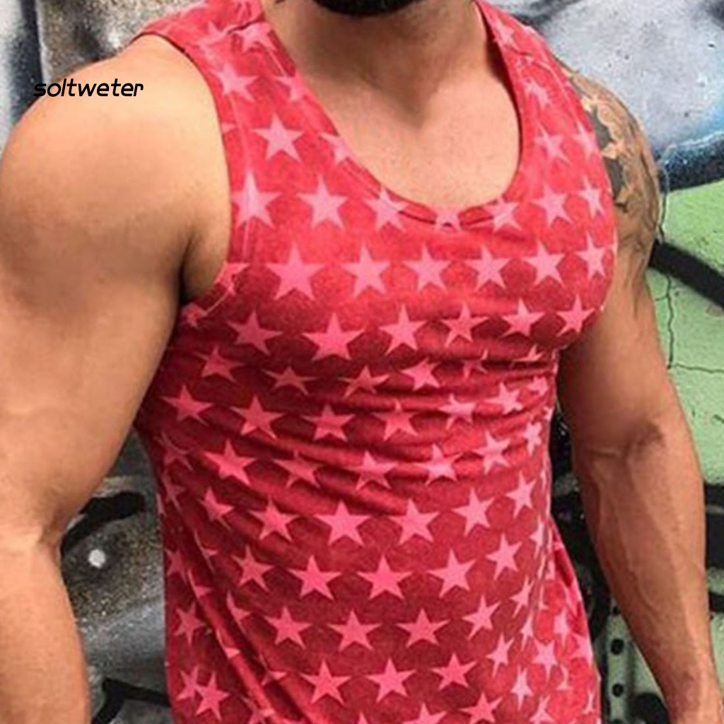 Áo Tank Top Sát Nách Ôm Dáng In Họa Tiết Ngôi Sao Thời Trang Mùa Hè Cho Nam