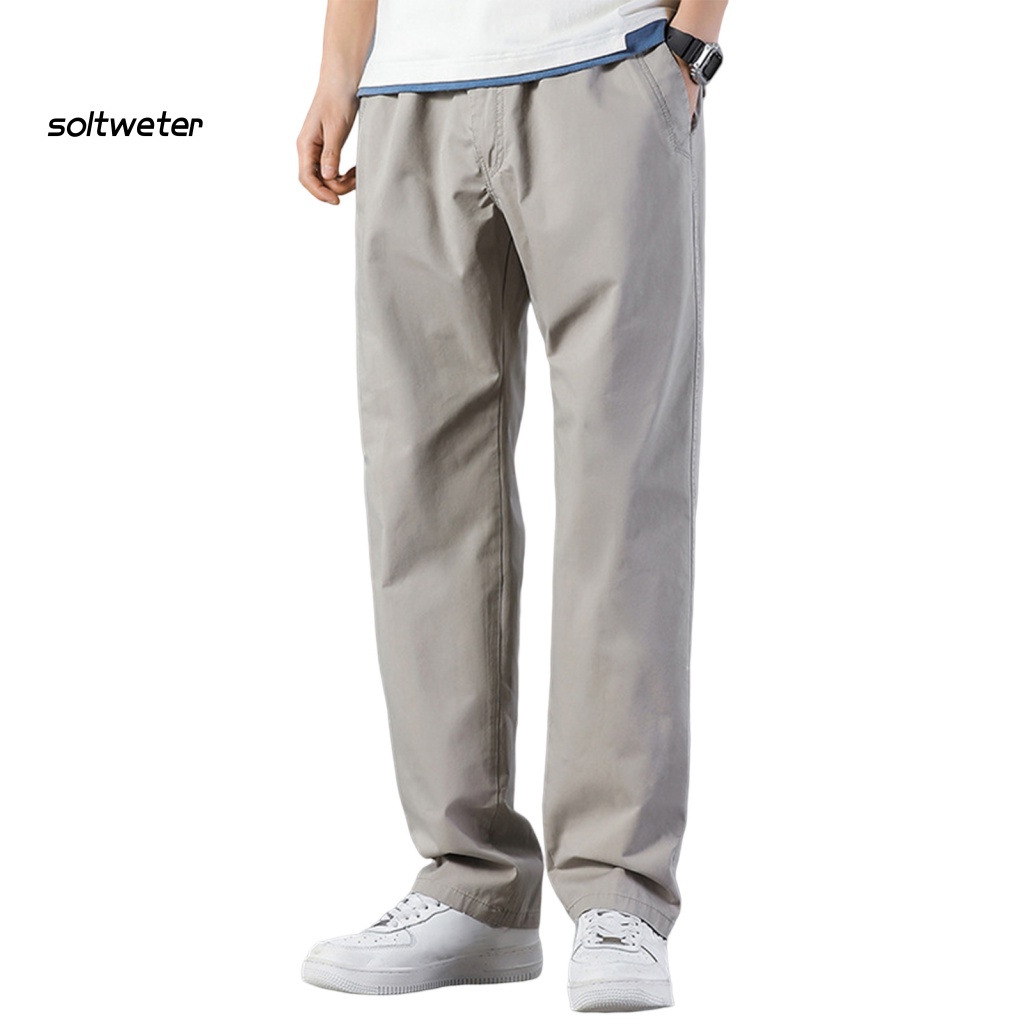 Quần Dài Lưng Thun Ống Rộng Màu Sắc Đơn Giản Thời Trang Xuân Thu Cho Nam