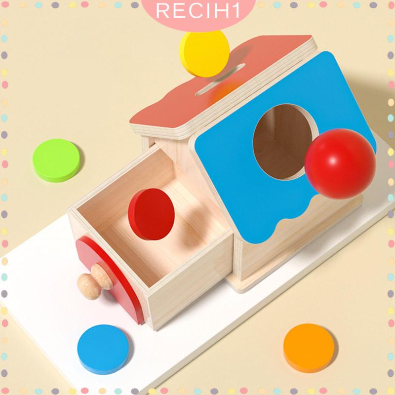 [Recih] Hộp Đồ Chơi Thả Bóng Montessori Có Ngăn Kéo Đồ Chơi Giáo Dục Theo Phương Pháp Montessori