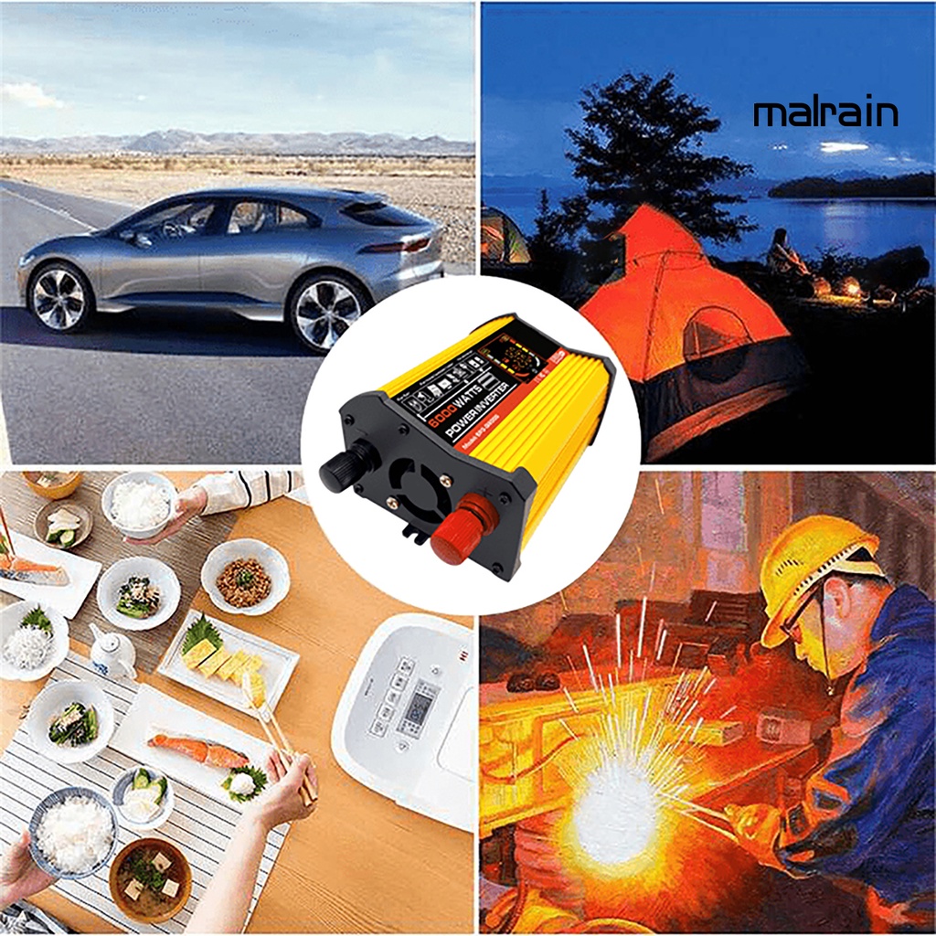 Bộ ChuyểN ĐổI NguồN ĐiệN MAL- 6000W DC12V Sang AC220V / 110V, MàN HìNh LCD Thông Minh Cho Xe Hơi