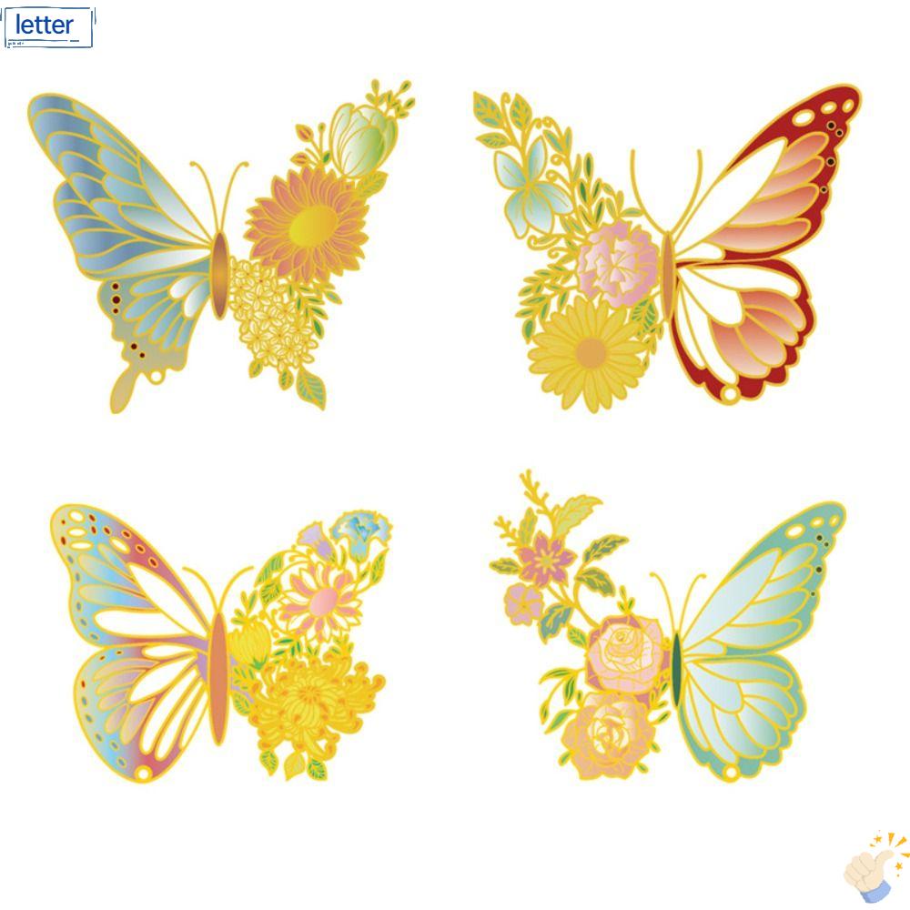 Bộ 4 Thẻ Đánh Dấu Trang Sách Bằng Kim Loại Họa Tiết Hoa Độc Đáo