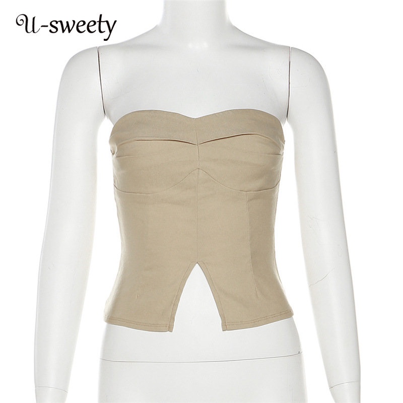 Áo Ống Không Tay Dáng Ôm Hở Vai Màu Sắc Đơn Giản Thời Trang 2023 Dành Cho Nữ