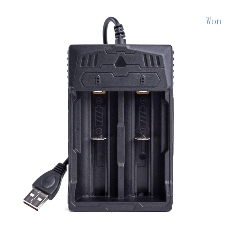 Cục Sạc Pin Li-ion 2 Cổng USB 3 7V 18650 16340 14500 Có Đèn LED