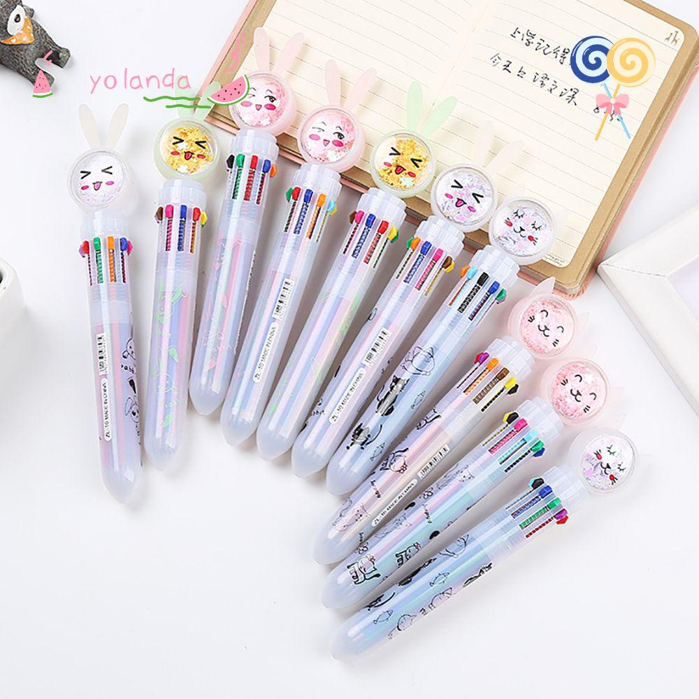 Bút Bi 10 Màu Hình Mèo / Thỏ Hoạt Hình Đáng Yêu