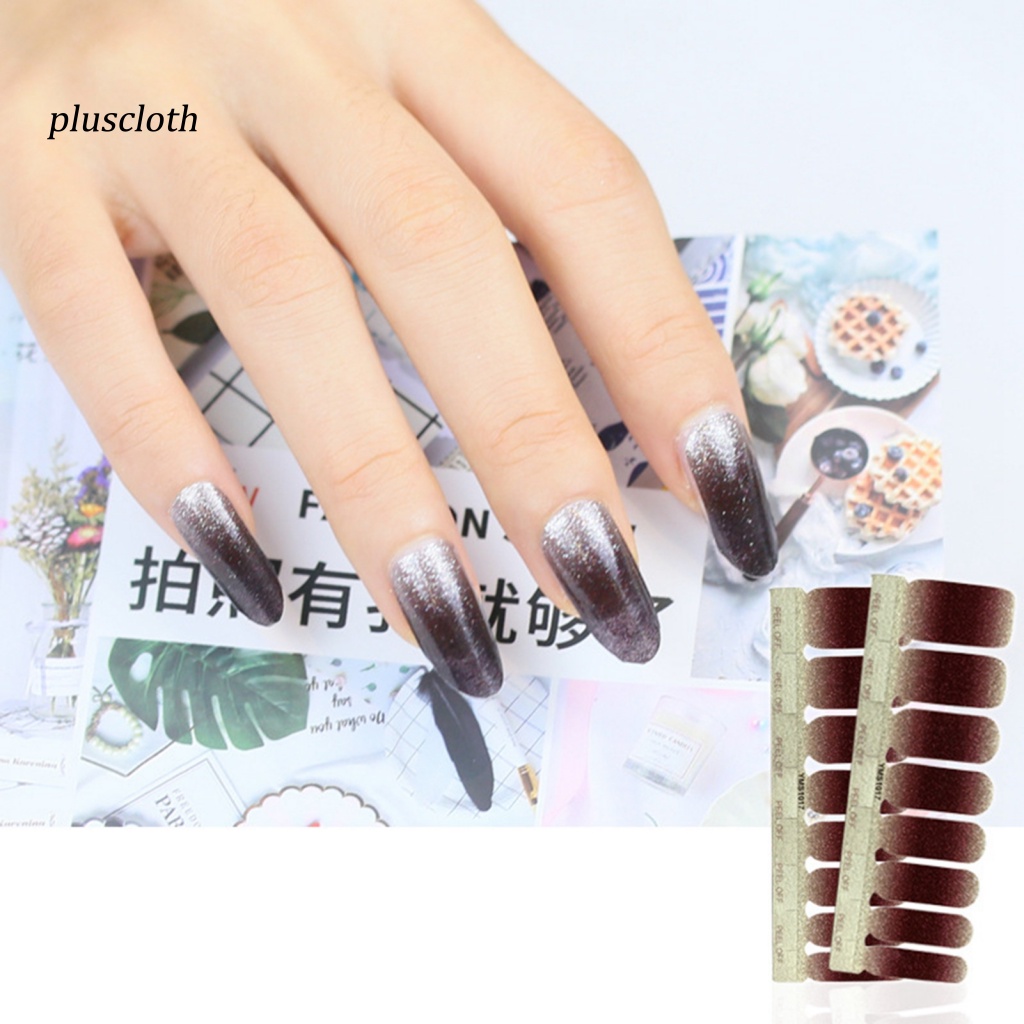 Miếng Dán Móng Tay Tự Dính Màu Gradient Lấp Lánh Thời Trang Cho Nữ