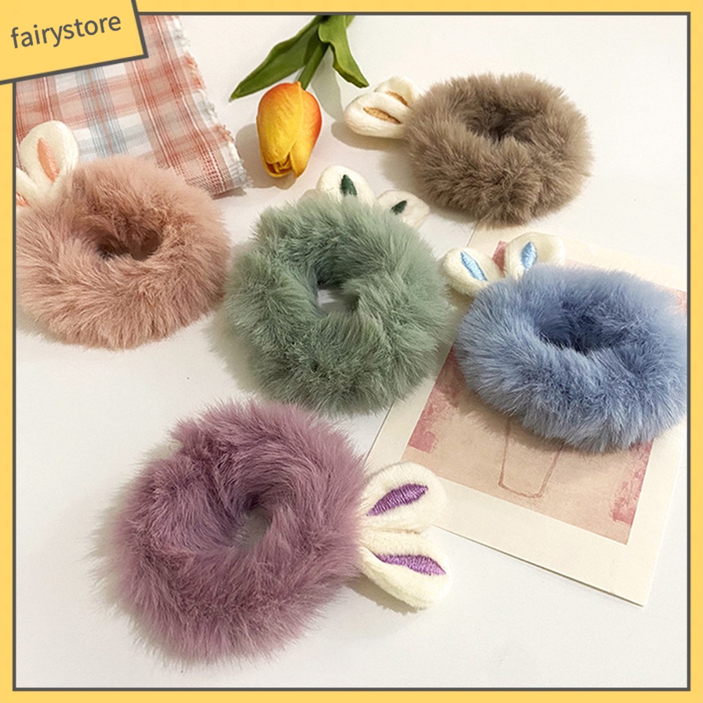 Dây Cột Tóc Tai Thỏ Màu Sắc Ngọt Ngào Thời Trang Mùa Đông Cho Nữ
