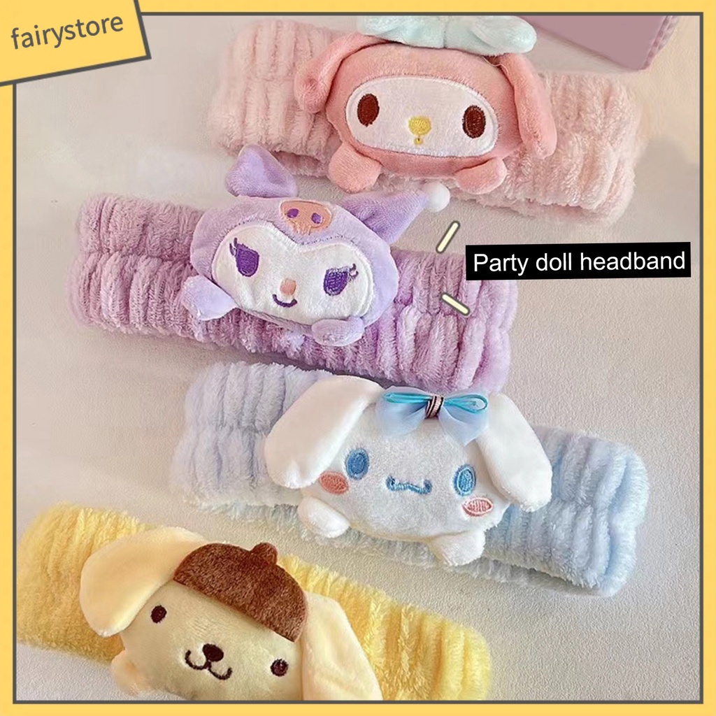 Băng Đô Nhung Mềm Mại Co Giãn In Họa Tiết Hoạt Hình Dễ Thương Dùng Rửa Mặt / Trang Điểm Cho Nữ