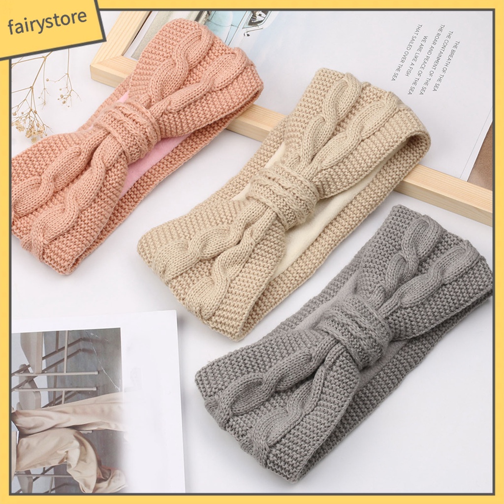 Băng Đô Dệt Kim Co Giãn Màu Trơn Thắt Nơ Thời Trang Thu Đông Dành Cho Nữ Rửa Mặt