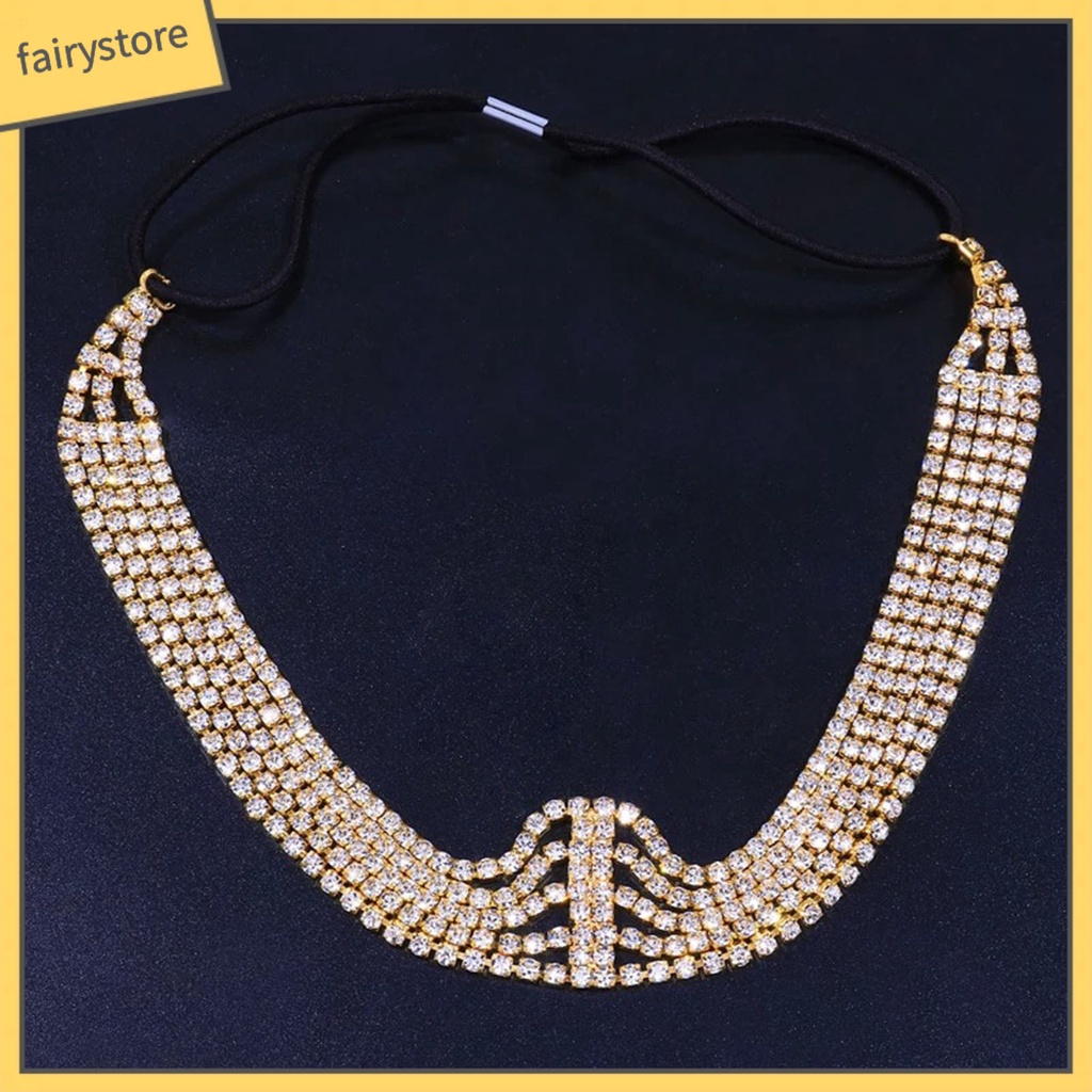 Cài Tóc Đính Đá Nhiều Lớp Co Giãn Chống Trượt Cho Cô Dâu