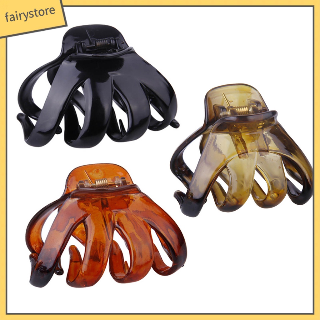 Set 4 Kẹp Tóc Càng Cua Chống Rơi Màu Trơn Phong Cách Hàn Quốc Cho Nữ