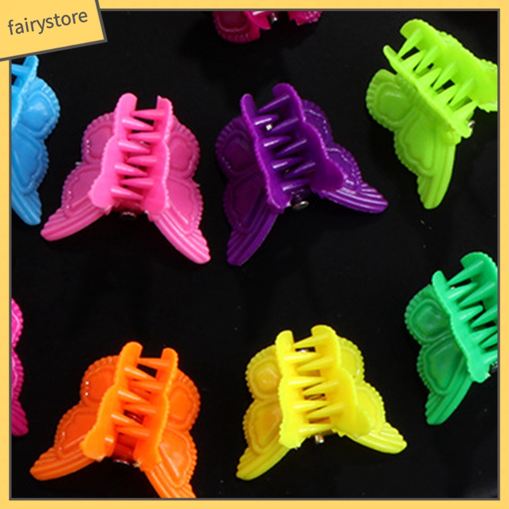 Set 30 Kẹp Tóc Nhựa Hình Bướm Màu Sắc Đơn Giản Cho Bé