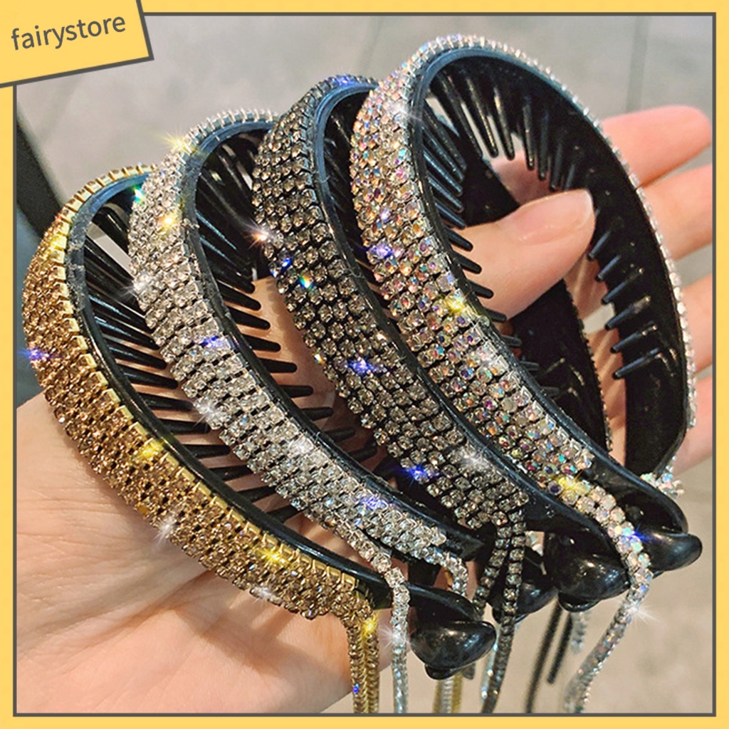 [FRO] Kẹp Tóc Đuôi Ngựa Đính Kim Cương Giả Lấp Lánh Chống Trượt Phong Cách Hàn Quốc