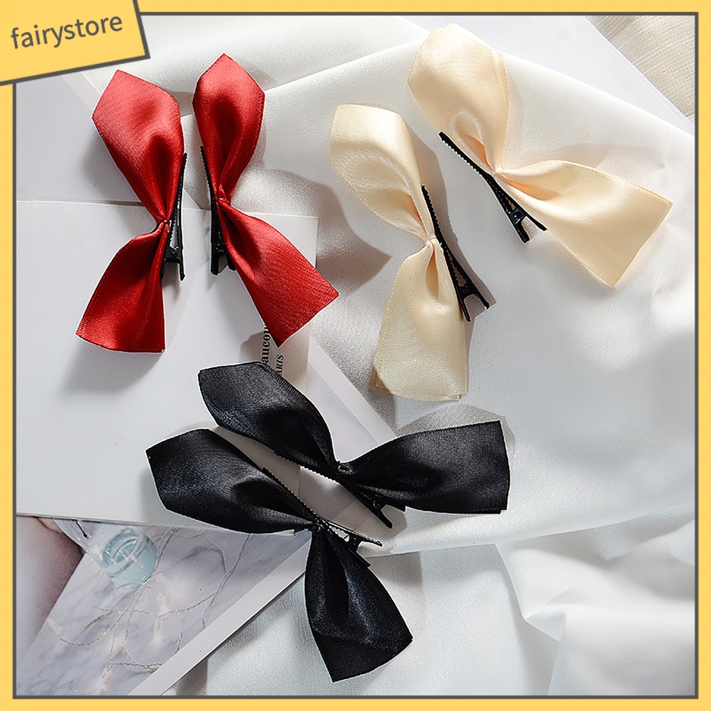 Kẹp Tóc Hình Nơ Co Giãn Màu Trơn Đơn Giản Dành Cho Nữ