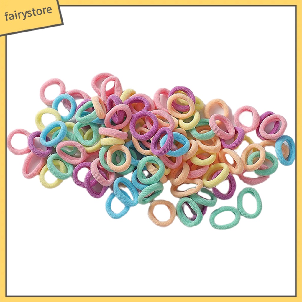 Set 100 Dây Cột Tóc Co Giãn Chống Rơi Màu Sắc Ngọt Ngào Cho Bé Gái