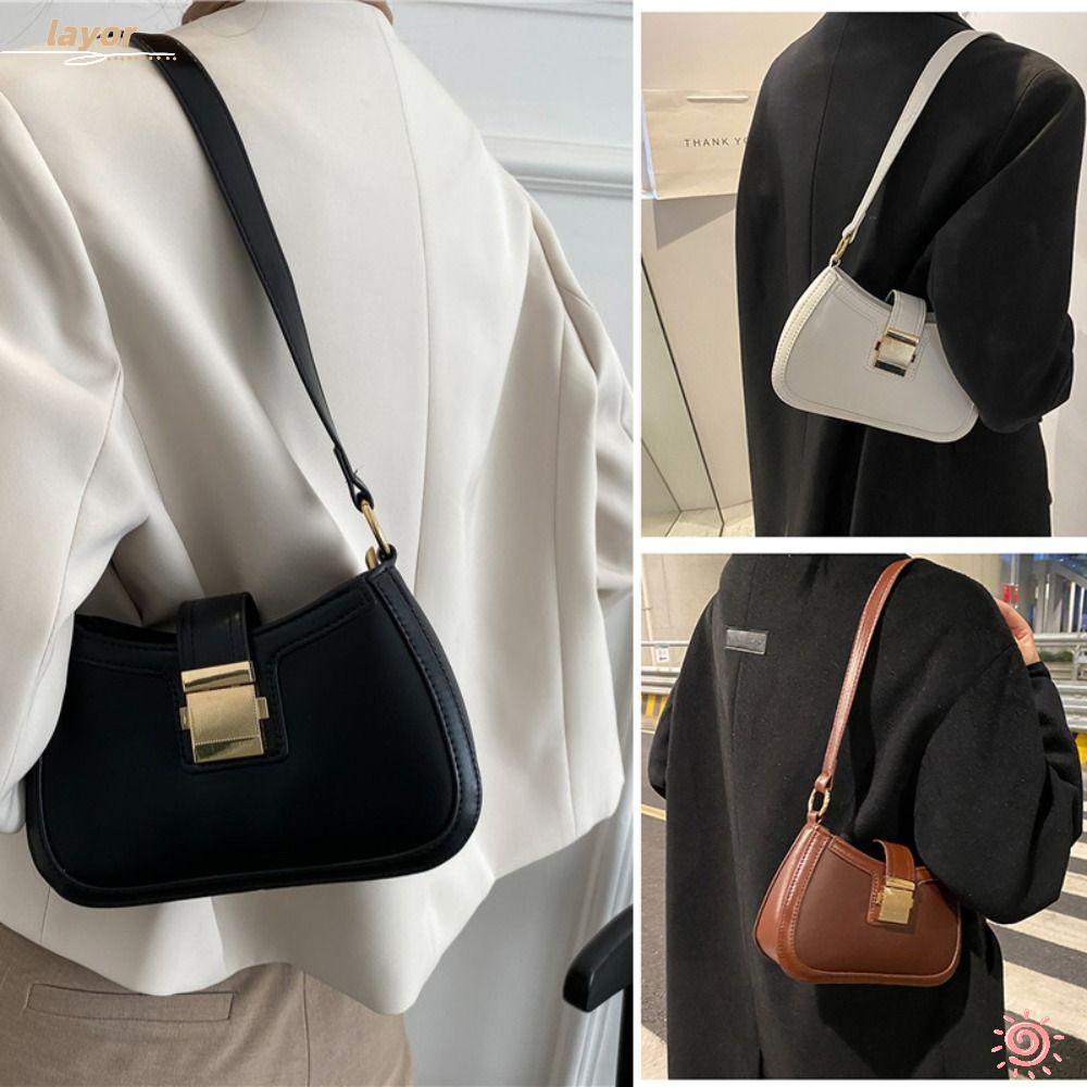 Túi Xách Da PU Màu Trơn Phối Dây Xích Thiết Kế Đơn Giản Cho Nữ