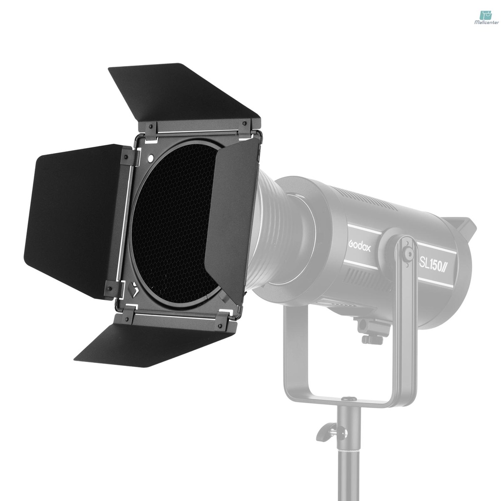 Godox BD-04 Barn Door Barndoor Kit with Honeycomb Grid 4 Color Gel Filters for 7 Inch Standard Reflector Replacement for GODOX SL60W SL150II SK400II Studio Light Portrait Still Life Photography