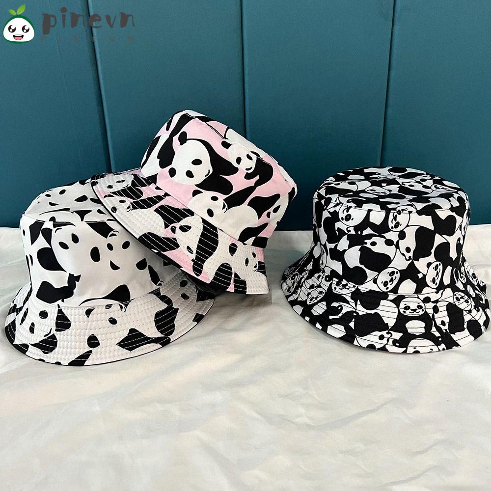 PINEVN Mũ Bucket Hai Mặt In Hình Gấu Trúc Dễ Thương Thời Trang Mùa Hè