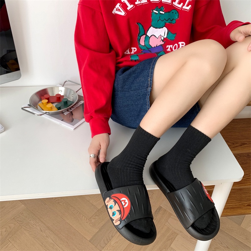 Qinos Dép Đi Trong Nhà Tắm Dày Dặn Họa Tiết Hoạt Hình Cho Cặp Đôi