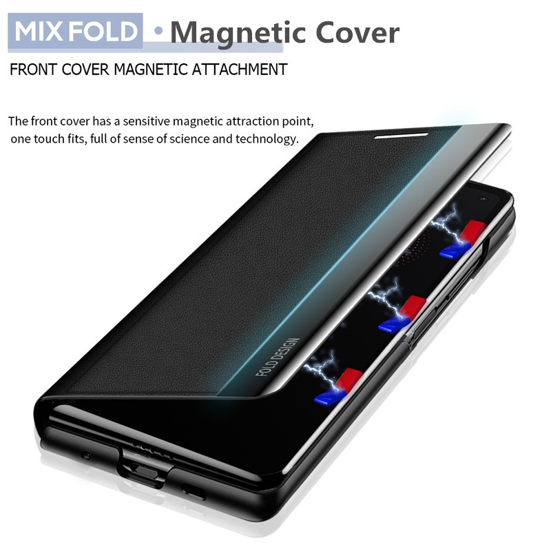 Bao Da PU Điện Thoại Nắp Lật Hít Nam Châm Tự Động Bật / Tắt Màn Hình Cho XiaoMi Mix Fold 2021