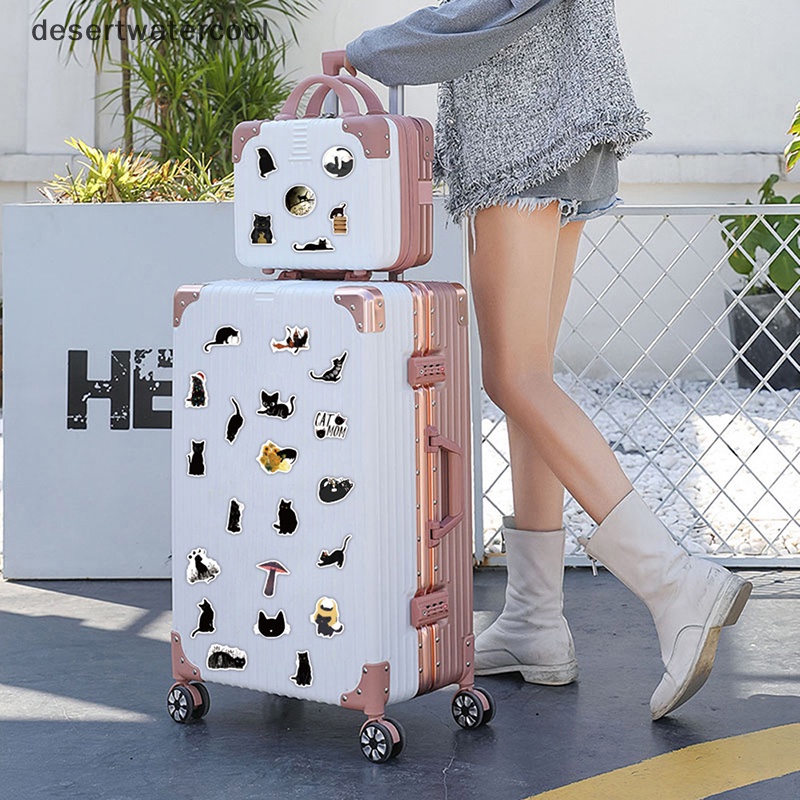 Set 100 Miếng Dán Hình Mèo Đen Trang Trí Điện Thoại Laptop Hành Lý