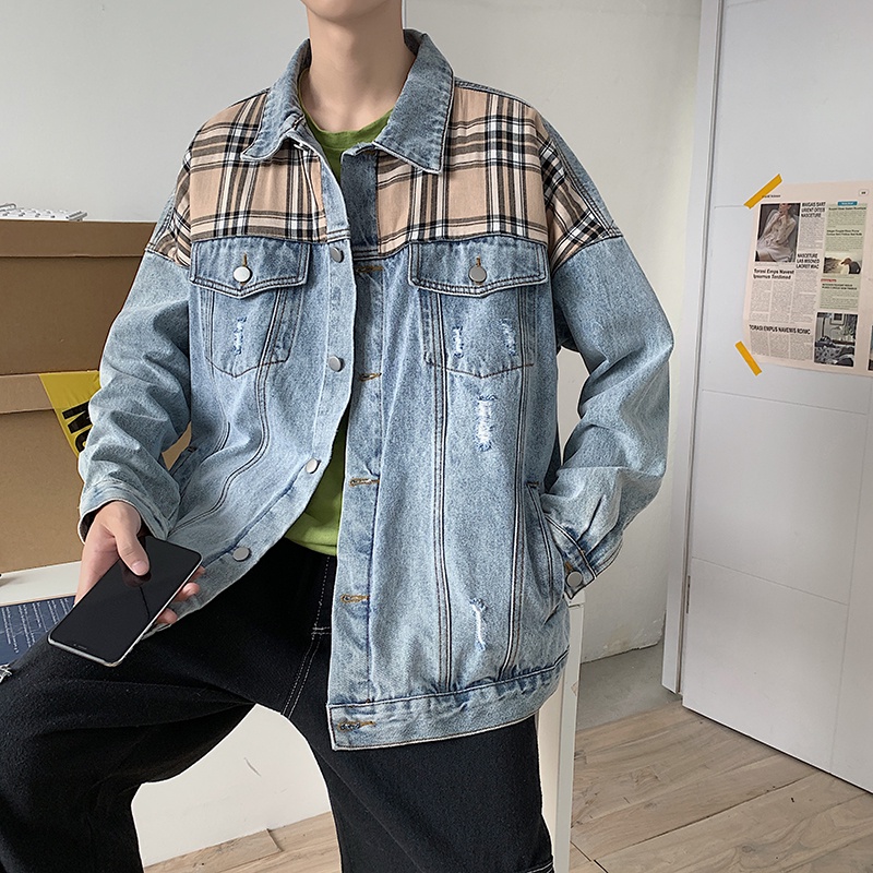 Áo Khoác Denim Dáng Rộng Phong Cách Hàn Quốc Thời Trang Xuân Thu Mới Cho Nam