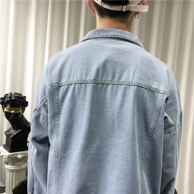 Áo Khoác Denim Dáng Rộng Phong Cách Hàn Quốc Thời Trang Xuân Thu Mới Cho Nam