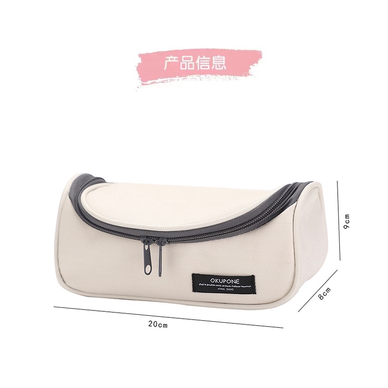 Túi Đựng Bút Bằng Vải canvas Đa Năng Màu Trơn Cỡ Lớn Phong Cách Hàn Quốc
