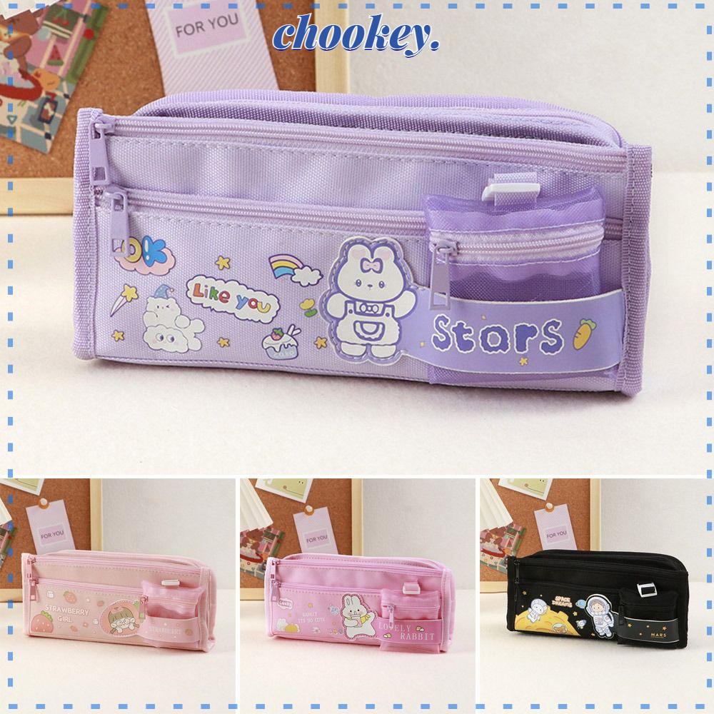 CHOOKEY Túi Đựng Bút Đa Năng Cỡ Lớn In Hoạt Hình Sáng Tạo
