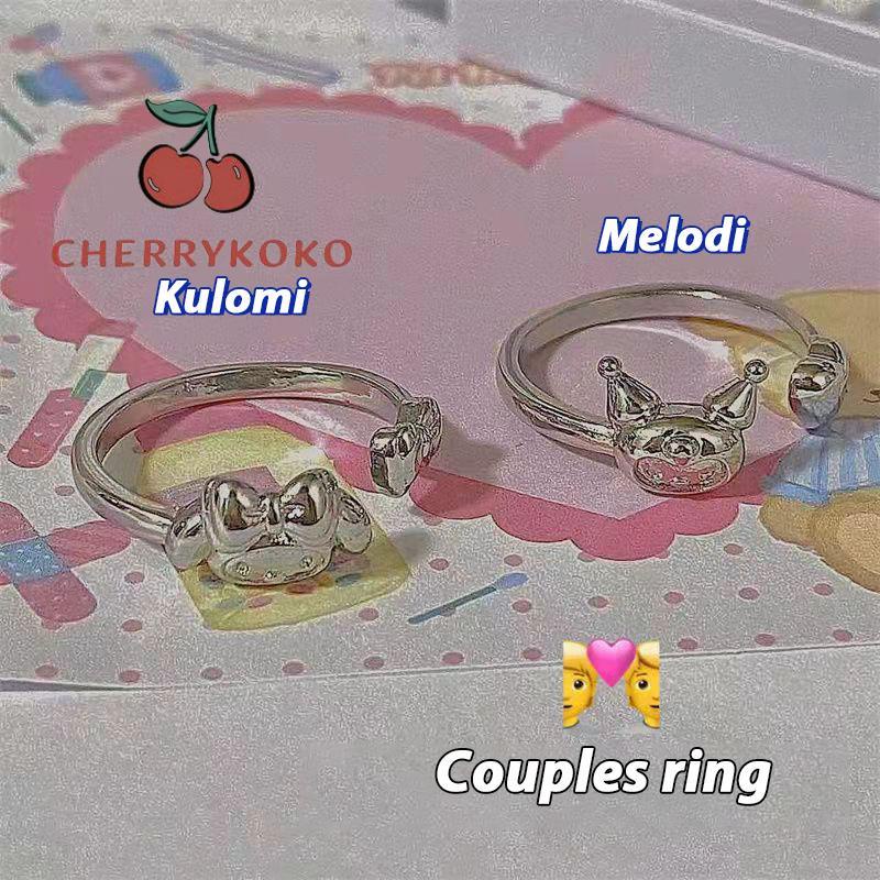 🍒🍒CHERRYKOKO Nhẫn Hở Họa Tiết Hoạt Hình Melody Kuromi Dễ Thương Dùng Làm Quà Tặng