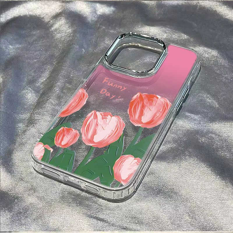 ✅Ốp Điện Thoại Mềm Chống Sốc Họa Tiết Hoa Tulip Cho Apple 11 Plus 14 Pro 128 max 13 7 PSAS