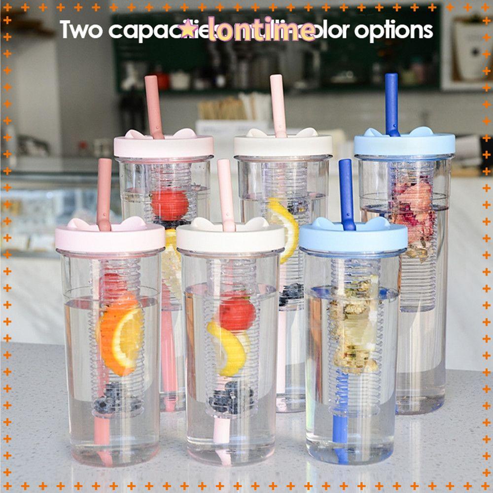 Bình Nước Trong Suốt Dung Tích Lớn 670 / 800ML Có Ống Hút Tiện Dụng