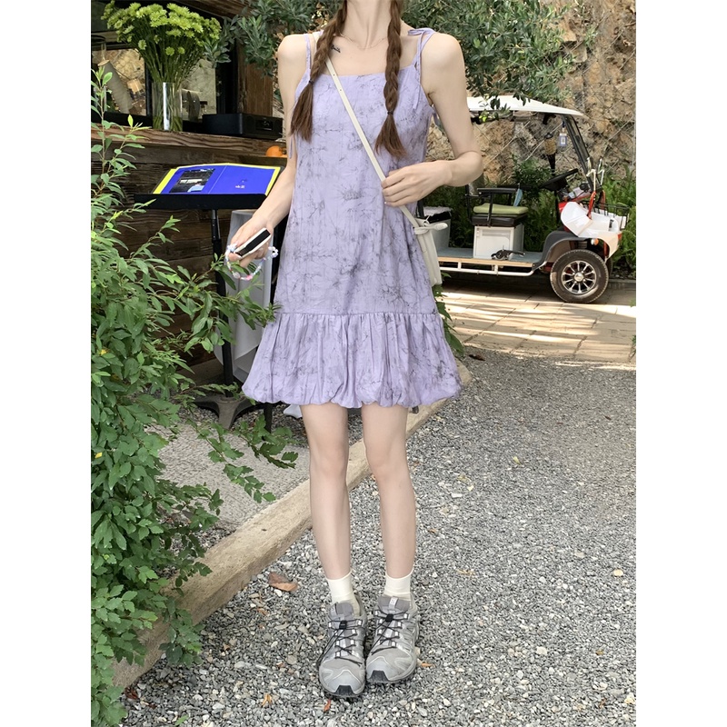 「Nonfatgirl」Đầm Ngắn Hai Dây Xếp Ly Thiết Kế Phong Cách Hàn Quốc Ngọt Ngào Thời Trang Mùa Hè Hàng Mới Dành Cho Bạn Nữ