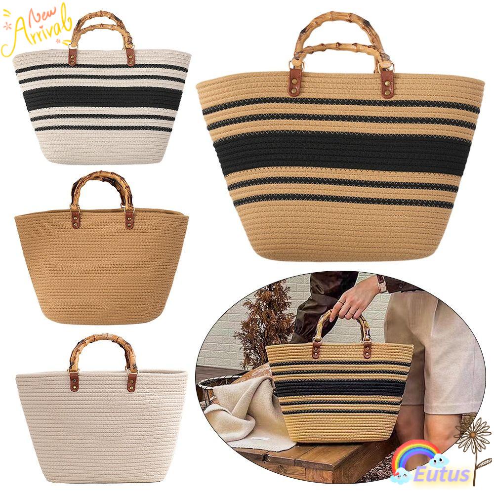 Túi Xách Đan Len Cotton Thủ Công Cỡ Lớn Thời Trang Cho Nữ