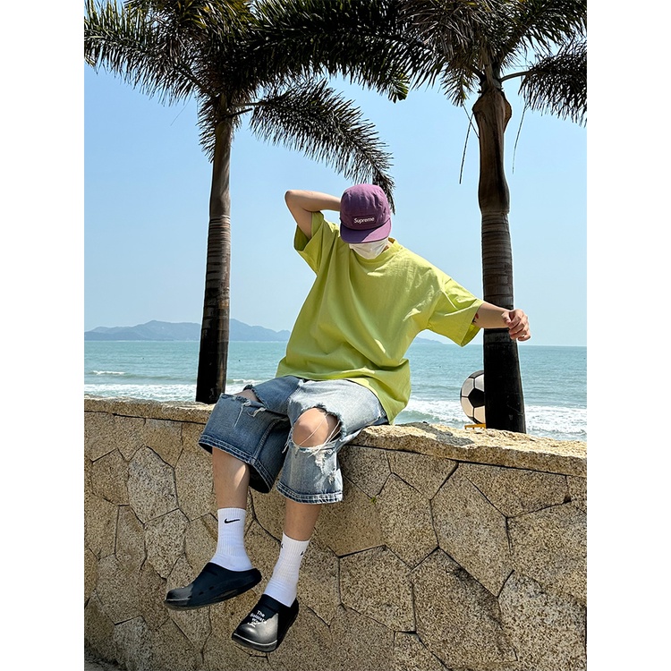 Áo Thun Cotton Tay Ngắn Cổ Tròn Màu Sắc Đơn Giản Thời Trang Mùa Hè Cho Nam Cgga2023