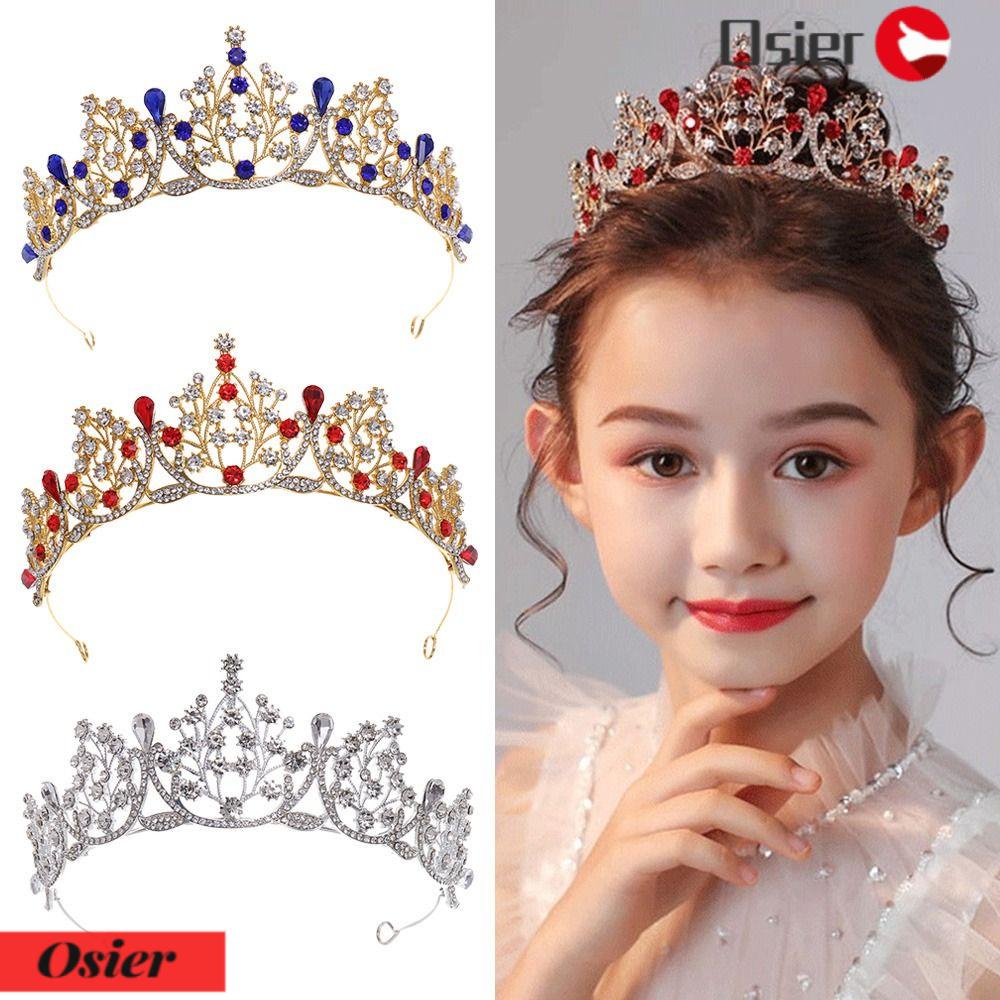 OSIER1 Lược Cài Tóc Hình Vương Miện Đính Pha Lê Lấp Lánh Cho Cô Dâu