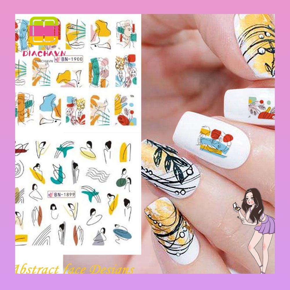 Miếng Dán Trang Trí Móng Tay Hình Động Vật Dễ Thương|Mặt Nạ Lá Mùa Thu Trừu Tượng